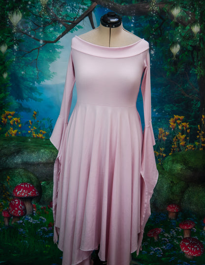 Rose Quartz - priestess sleeve Medea Dress - Limited Edition - cotton knit