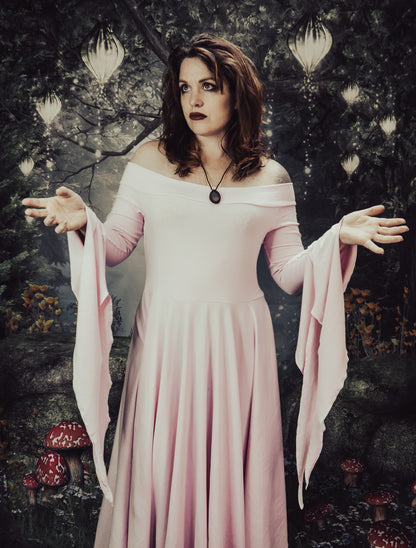 Rose Quartz - priestess sleeve Medea Dress - Limited Edition - cotton knit